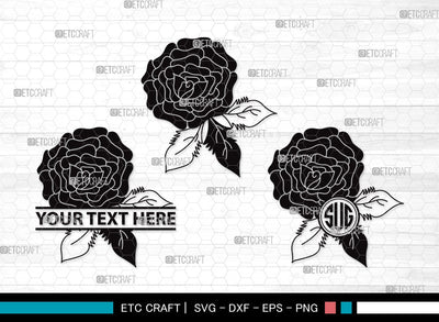 Rose Flower Monogram SVG Cut | Flower Svg | Floral SVG | Rose Svg | Rose Flower Clipart SVG ETC Craft 