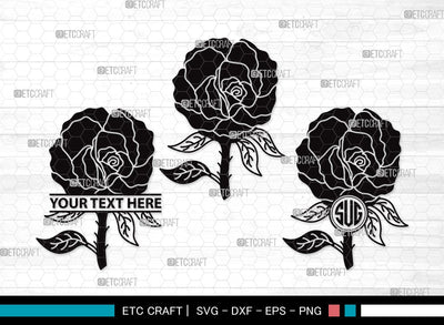 Rose Flower Monogram SVG Cut | Flower Svg | Floral SVG | Rose Svg | Rose Flower Clipart SVG ETC Craft 