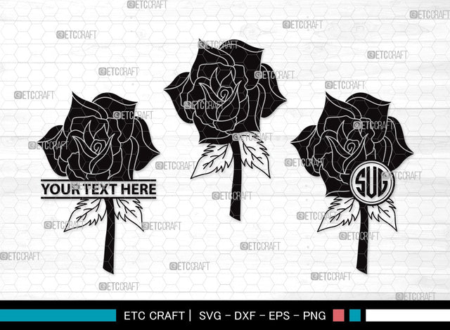 Rose Flower Monogram SVG Cut | Flower Svg | Floral SVG | Rose Svg | Rose Flower Clipart SVG ETC Craft 