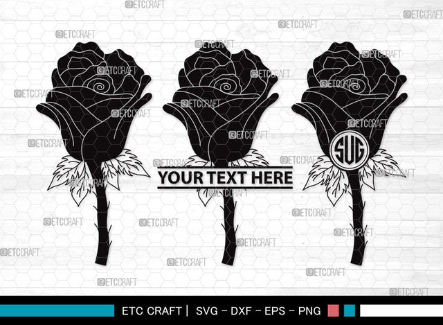 Rose Flower Monogram SVG Cut | Flower Svg | Floral SVG | Rose Svg | Rose Flower Clipart SVG ETC Craft 