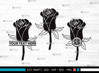 Rose Flower Monogram SVG Cut | Flower Svg | Floral SVG | Rose Svg | Rose Flower Clipart SVG ETC Craft 