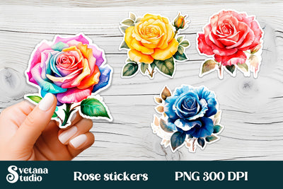Rose flower stickers design | Printable flower stickers Sublimation Svetana Studio 
