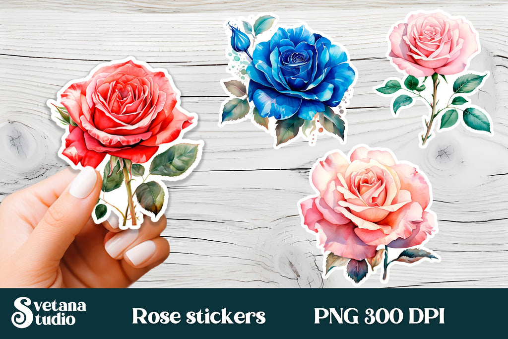 Rose flower stickers - So Fontsy