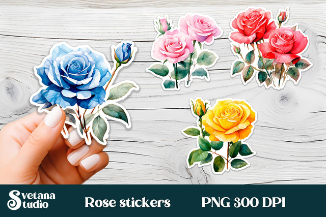 Rose flower stickers printable | Printable flower stickers Sublimation Svetana Studio 