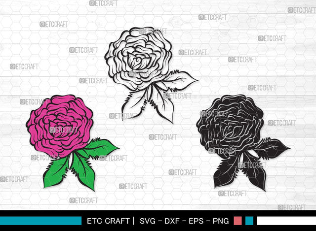 Rose Flower SVG Cut | Flower Svg | Floral SVG | Rose Svg | Rose Flower Clipart SVG ETC Craft 
