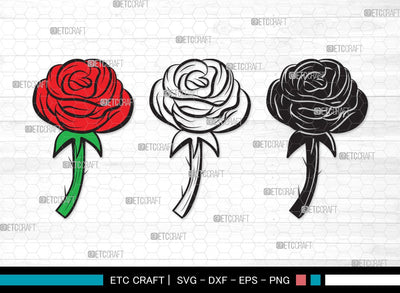 Rose Flower SVG Cut | Flower Svg | Floral SVG | Rose Svg | Rose Flower Clipart SVG ETC Craft 