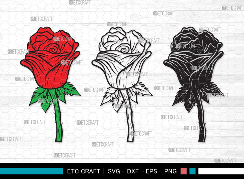 Rose Flower SVG Cut | Flower Svg | Floral SVG | Rose Svg | Rose Flower Clipart SVG ETC Craft 
