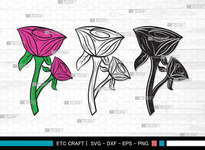 Rose Flower SVG Cut | Flower Svg | Floral SVG | Rose Svg | Rose Flower Clipart SVG ETC Craft 