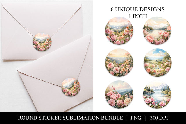 Rose Garden Round Sticker Sublimation Bundle Sublimation BijouBay 