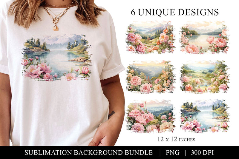 Rose Garden Sublimation Backgrounds - Floral Background PNG Sublimation BijouBay 
