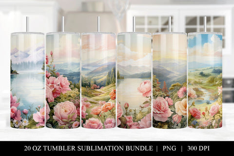 Rose Garden Tumbler Sublimation Bundle - 6 Designs Sublimation BijouBay 