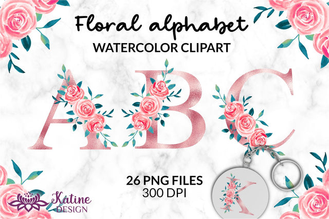 Rose gold alphabet letters clipart Sublimation flower font Floral monogram letters floral letters flower alphabet, alphabet clipart letters clipart, monogram alphabet, alphabet letters, printable alphabet, wedding letters, letters with flowers Sublimation KatineDesign 