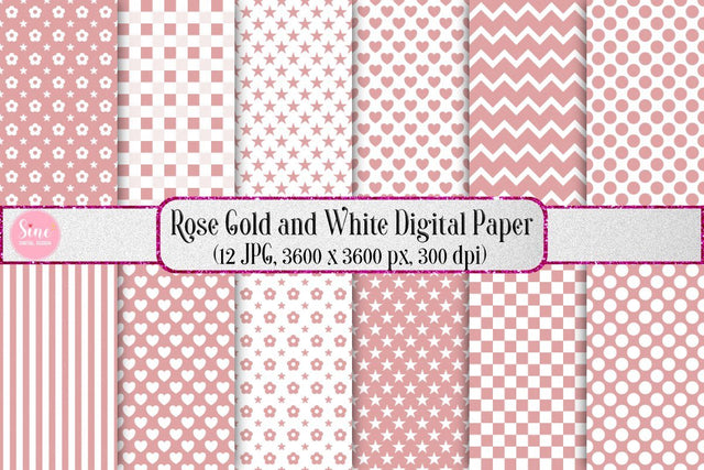 Rose Gold and White Pattern Seamless Digital Paper Backgrounds Digital Pattern SineDigitalDesign 