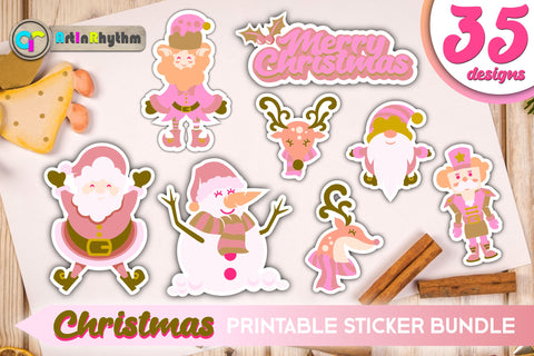 Rose Gold Christmas Sticker Bundle / Printable PNG Clipart SVG Artinrhythm shop 