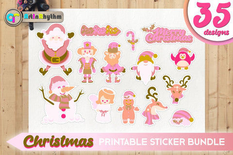 Rose Gold Christmas Sticker Bundle / Printable PNG Clipart SVG Artinrhythm shop 