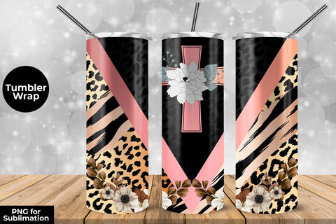 Rose Gold Cross Peace 20 oz Skinny Tumbler Wrap Sublimation Design Sublimation Sublimatiz Designs 