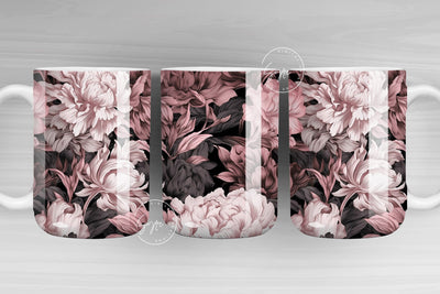 Rose Gold Floral Mug, Mauve Print Mug, 3D Mural Mug, Earthy Mug PNG, Floral Mug PNG, 11 & 15 Oz Mug Sublimation Wrap, Digital File Sublimation Syre Digital Creations 