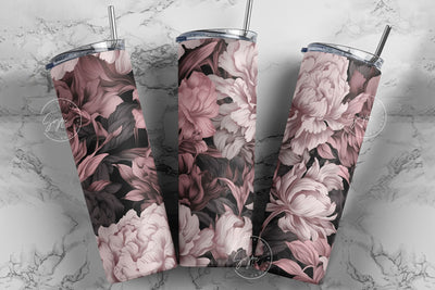 Rose Gold Floral Tumbler, Copper Foil Print Tumbler, 3D Mural Tumbler, 20 oz Skinny Tumbler Sublimation, Spring Tumbler, Digital Download Sublimation Syre Digital Creations 