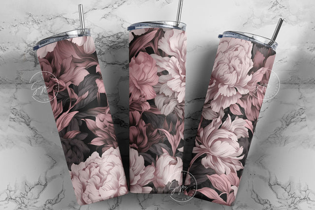 Rose Gold Floral Tumbler, Copper Foil Print Tumbler, 3D Mural Tumbler, 20 oz Skinny Tumbler Sublimation, Spring Tumbler, Digital Download Sublimation Syre Digital Creations 