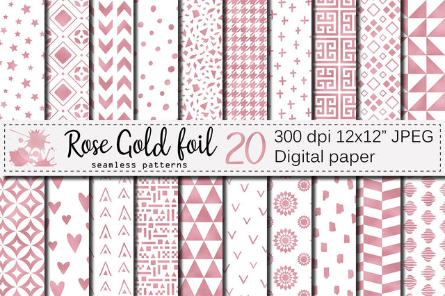 Rose gold foil seamless geometric patterns Digital Pattern VR Digital Design 