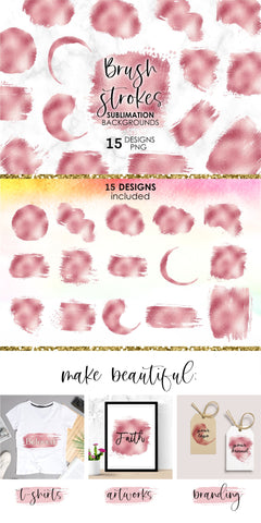 Rose Gold Foil Sublimation Background Bundle Paint Splatter, brush stroke background, brush strokes sublimation, sublimation background bundle, gold brush stroke png, paint brush stroke png, Paint Splatter Background, rose gold background Sublimation KatineDesign 