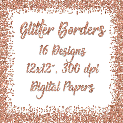 Rose Gold Glitter Borders Digital Paper Sublimation Old Market 