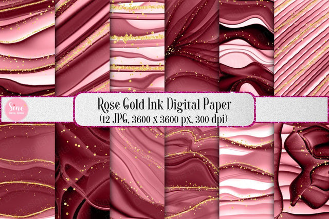Rose Gold Ink Digital Papers Texture Backgrounds Digital Pattern SineDigitalDesign 