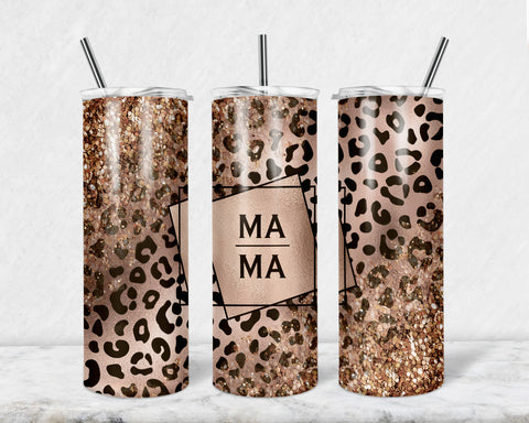 Rose Gold Leopard Mama Sublimation Design for Skinny Tumbler 20oz Design Pattern - PNG Commercial Use Sublimation TrendingDesign 