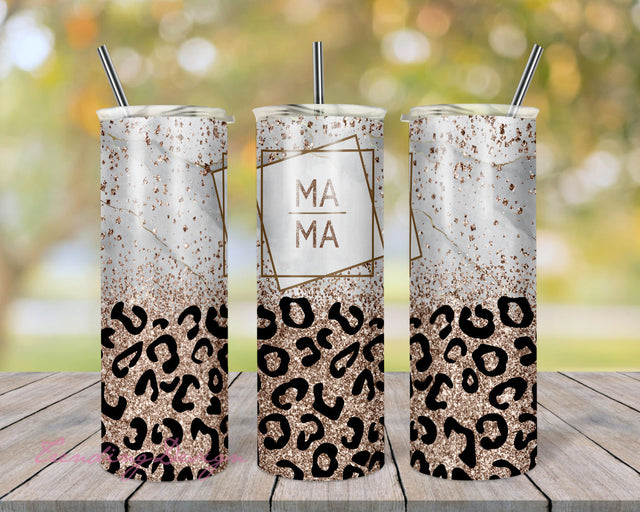 Rose Gold Leopard Mama Sublimation Design for Skinny Tumbler 20oz Design - Pattern - PNG Commercial Use Sublimation TrendingDesign 