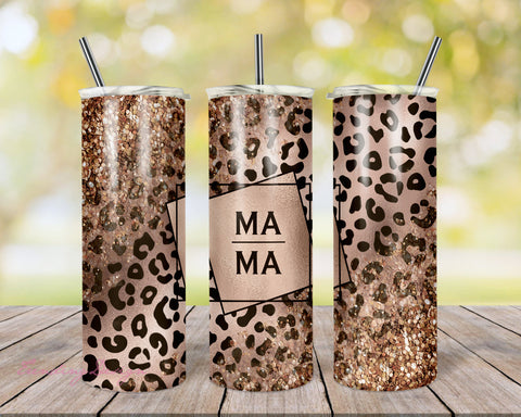 Rose Gold Leopard Mama Sublimation Design for Skinny Tumbler 20oz Design Pattern - PNG Commercial Use Sublimation TrendingDesign 