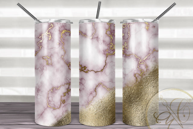 Rose Gold Marble 20oz Skinny Tumbler Sublimation / Gold Foil Sublimation Marlene Campos 