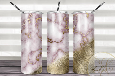 Rose Gold Marble 20oz Skinny Tumbler Sublimation / Gold Foil Sublimation Marlene Campos 