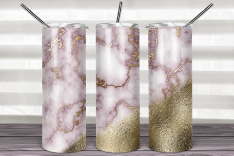 Rose Gold Marble 20oz Skinny Tumbler Sublimation / Gold Foil Sublimation Marlene Campos 