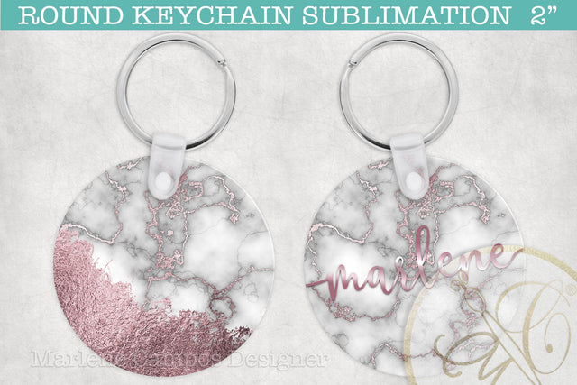 Rose Gold Marble Round Keychain Sublimation and SVG Files Sublimation Marlene Campos 
