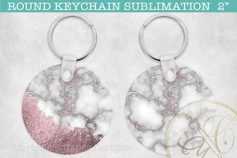 Rose Gold Marble Round Keychain Sublimation and SVG Files Sublimation Marlene Campos 