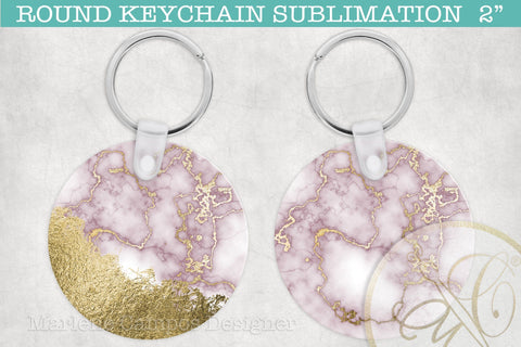 Rose Gold Marble Round Keychain Sublimation + SVG Sublimation Marlene Campos 