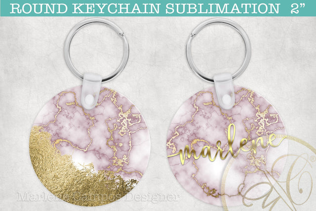 Rose Gold Marble Round Keychain Sublimation + SVG Sublimation Marlene Campos 