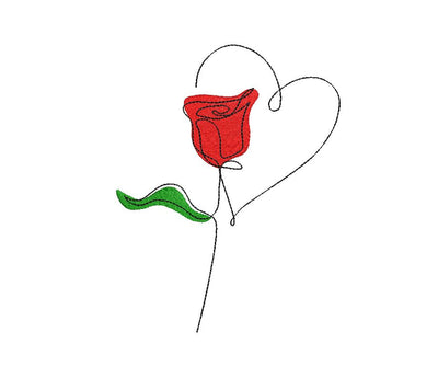 Rose & Heart Flower Machine Embroidery Design Embroidery/Applique DESIGNS Canada Embroidery 