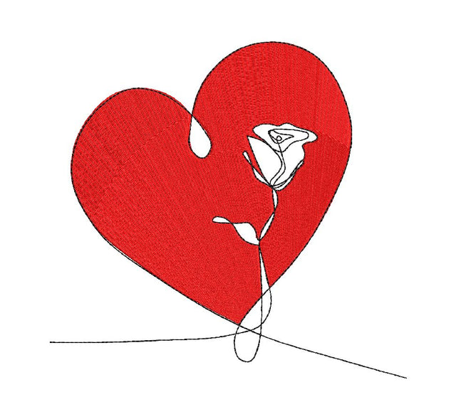 Rose in a Heart Machine Embroidery Design Embroidery/Applique DESIGNS Canada Embroidery 
