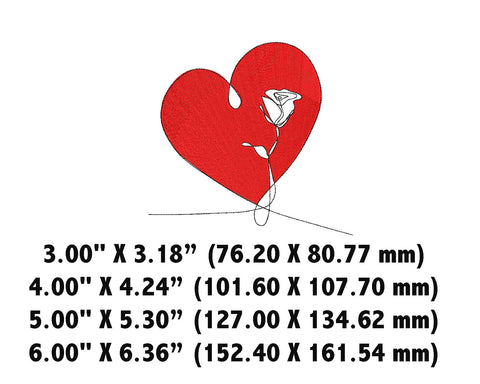 Rose in a Heart Machine Embroidery Design Embroidery/Applique DESIGNS Canada Embroidery 