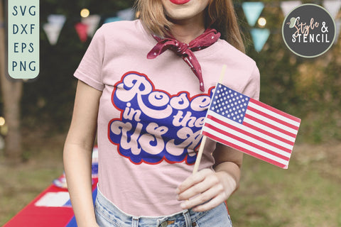 Rose in the USA SVG | 4th of July | Patriotic SVG Style and Stencil 