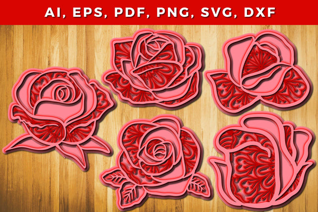 rose layer 3d SVG bundle with mandala SVG MD JOYNAL ABDIN 