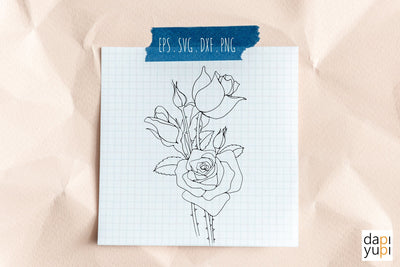 Rose Line Art SVG Graphic Floral Clipart SVG dapiyupi store 