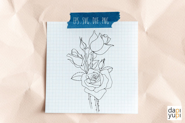 Rose Line Art SVG Graphic Floral Clipart SVG dapiyupi store 