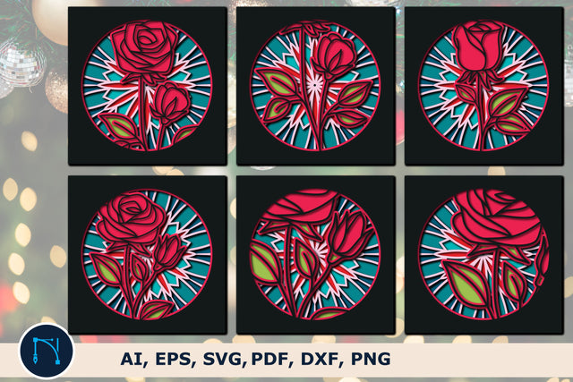 Rose Mandala 3D Shadow Box SVG Bundle SVG MD JOYNAL ABDIN 