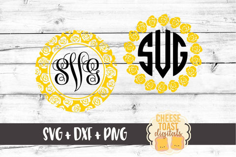 Rose Monogram Frames Set - Monogram SVG Files SVG Cheese Toast Digitals 