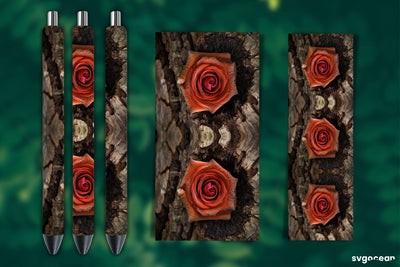 Rose on Bark Pen Wrap | Sublimation Sublimation SvgOcean 