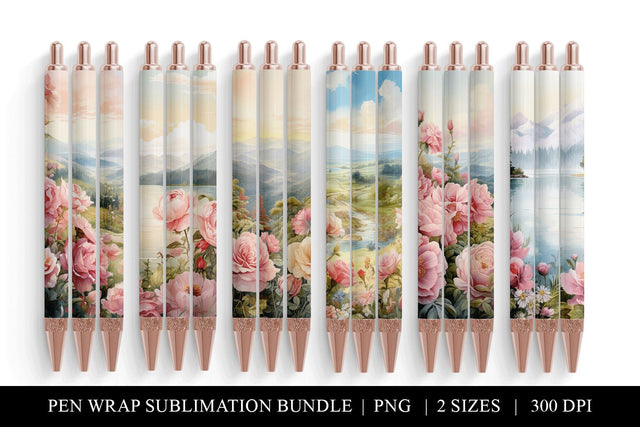 Rose Pen Wraps Sublimation Bundle, Floral Pen Wrap Sublimation BijouBay 