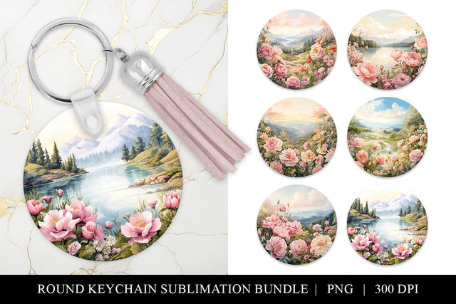 Rose Round Keychain Sublimation Bundle Sublimation BijouBay 