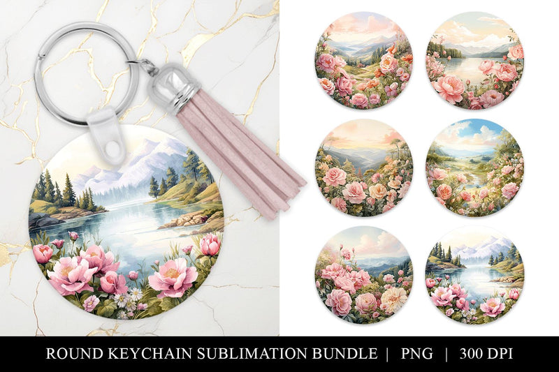 Rose Round Keychain Sublimation Bundle Sublimation BijouBay 